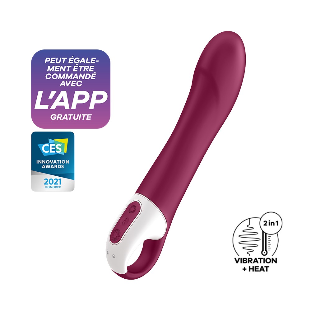 Vibromasseur chauffant connecté USB rouge Big Heat Satisfyer Couleur : Rouge 1 Vibromasseur chauffant connecté USB rouge Big Heat Satisfyer Couleur : Rouge