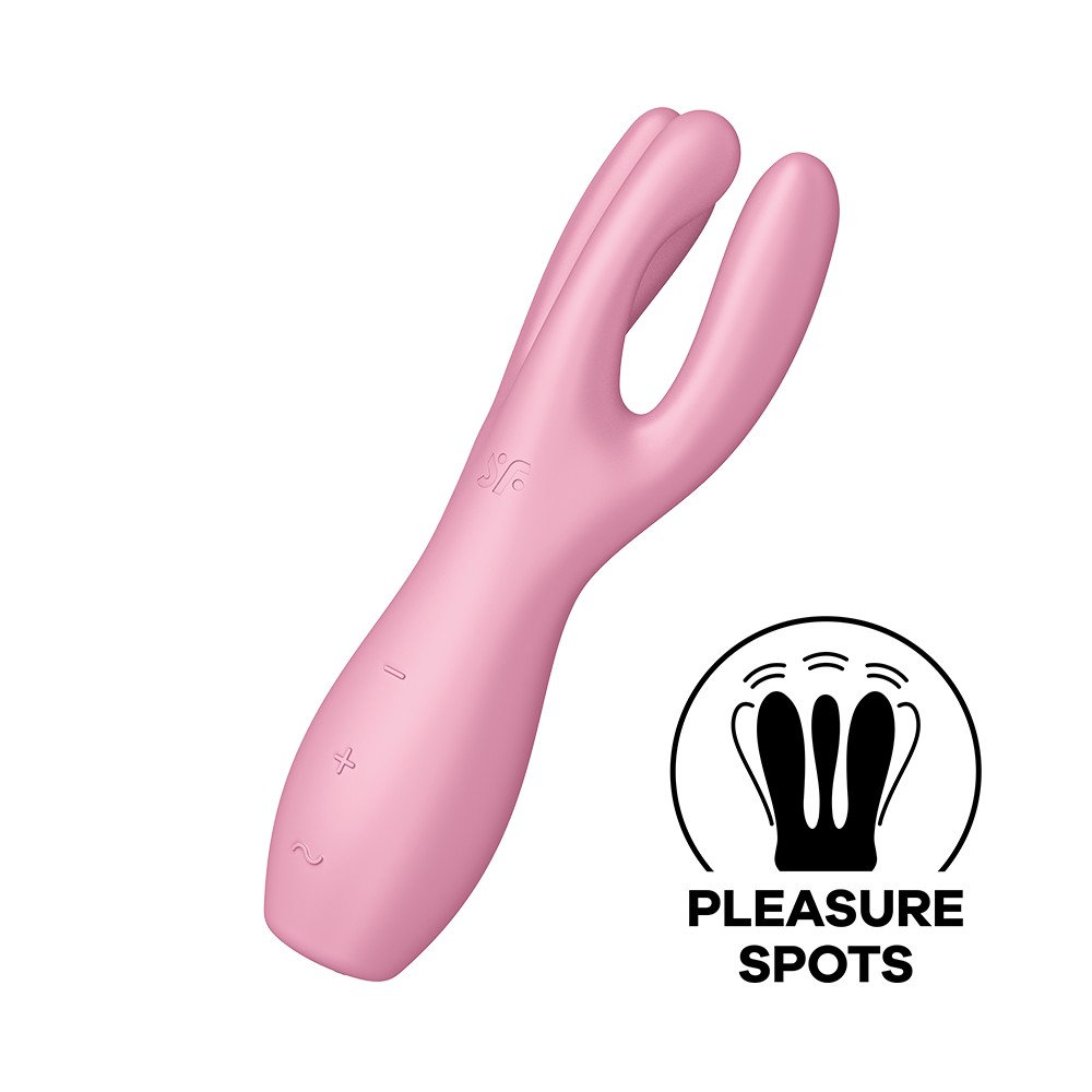 Vibromasseur point G avec stimulateur de clitoris USB rose Threesome 3 Satisfyer Couleur : Rose 1 Vibromasseur point G avec stimulateur de clitoris USB rose Threesome 3 Satisfyer Couleur : Rose