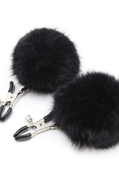 Pinces à seins avec pompoms noires Couleur : Noir