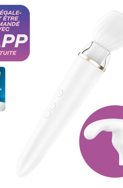 Accueil 19 Double wand blanc connecté USB Double Wand-er Satisfyer Couleur : Blanc