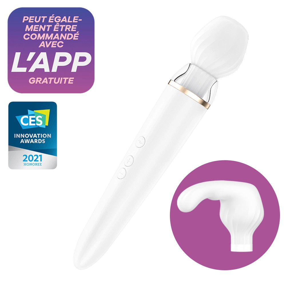 Double wand blanc connecté USB Double Wand-er Satisfyer Couleur : Blanc 1 Double wand blanc connecté USB Double Wand-er Satisfyer Couleur : Blanc