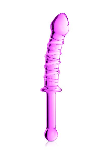 Gode en verre rose avec stries et poignée n°16 Glossy Couleur : Rose