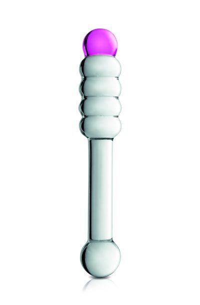 Accueil 13 Gode en verre bicolor n°11 Glossy Couleur : Transparent et rose