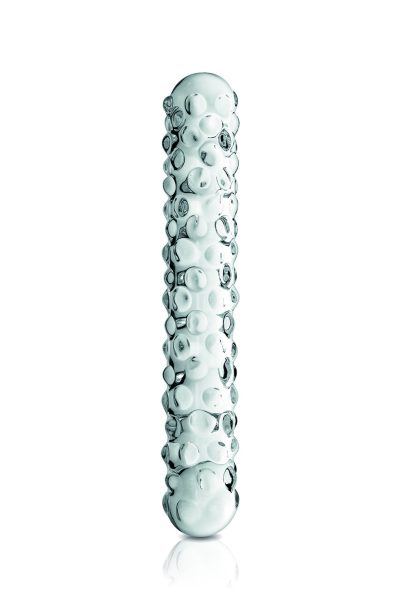 Gode en verre transparent perlé n°6 Glossy Couleur : Transparent