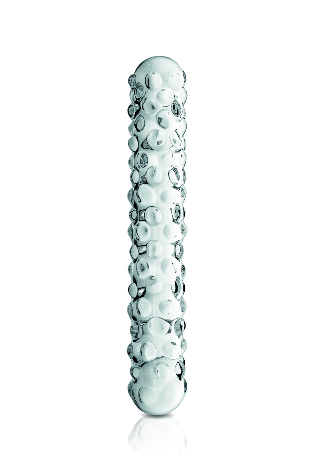 Gode en verre transparent perlé n°6 Glossy Couleur : Transparent 1 Gode en verre transparent perlé n°6 Glossy Couleur : Transparent