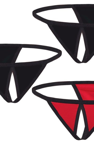 Accueil 15 Lot de 3 strings ouverts Taille : Taille Unique - OS, Couleur : Noir / Rouge