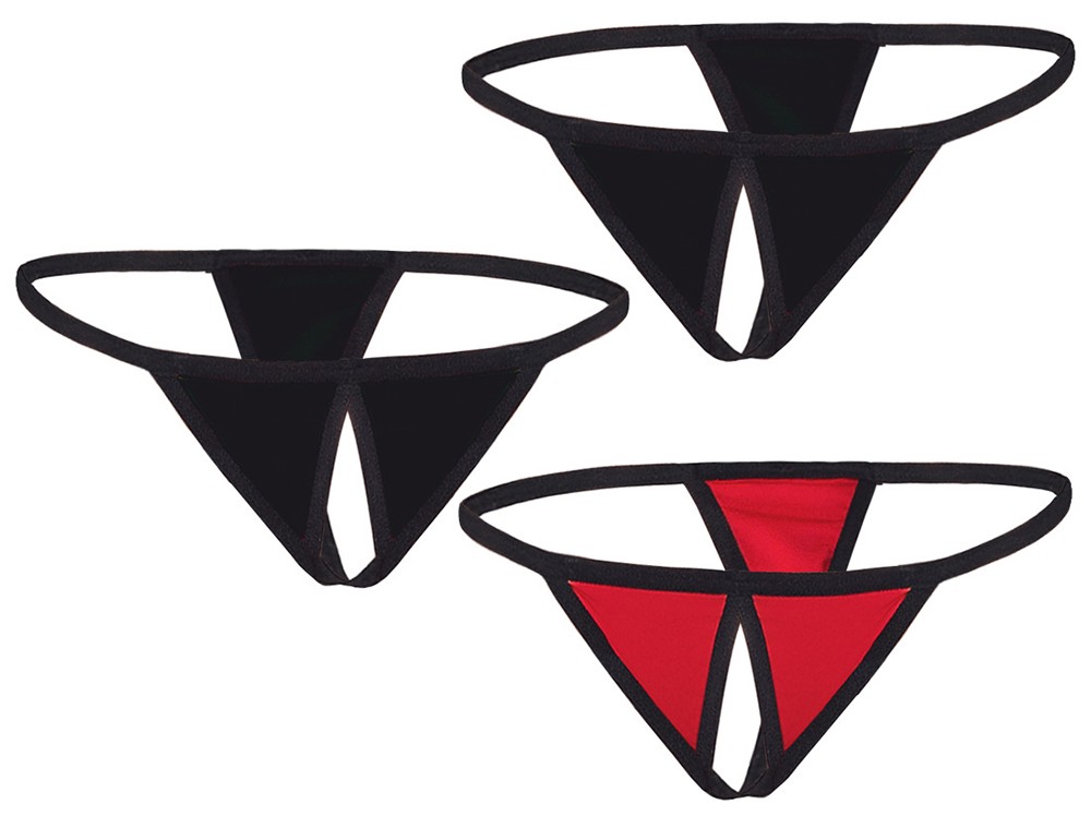Lot de 3 strings ouverts Taille : Taille Unique - OS, Couleur : Noir / Rouge 1 Lot de 3 strings ouverts Taille : Taille Unique - OS, Couleur : Noir / Rouge