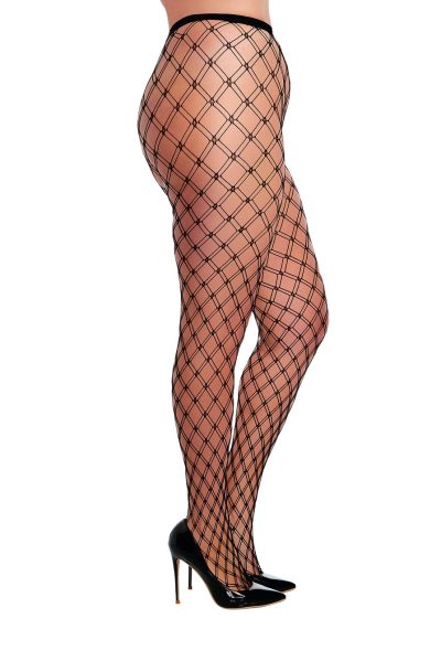 Accueil 15 Collant grande taille large maille en forme de losange Taille : TU Grande Taille - OSQ, Couleur : Noir