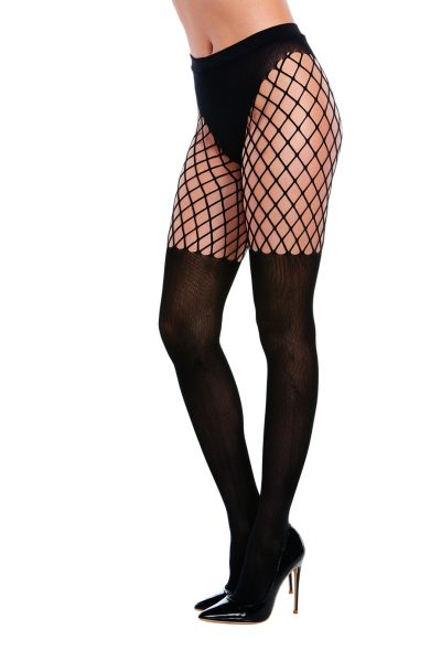 Collant style porte jarretelles Taille : Taille Unique - OS, Couleur : Noir