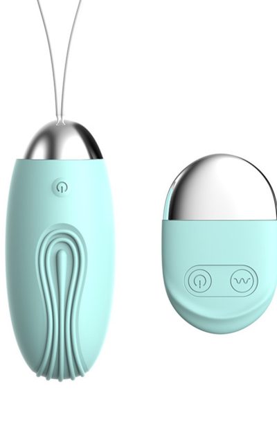 Oeuf vibrant rainuré turquoise USB avec télécommande Taille : TU, Couleur : Turquoise, Contenance : Par 1