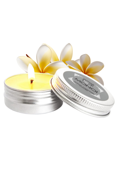 Accueil 15 Mini Bougie de massage Monoï 30ml 100% naturelle Contenance : 30 ML, Parfum : Monoi