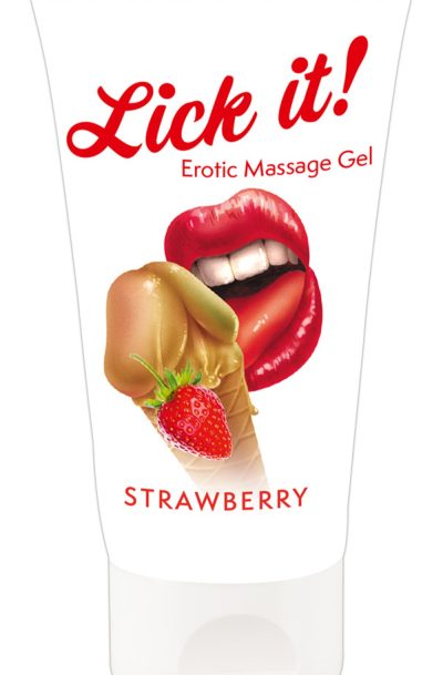 Lubrifiant et gel de massage végétalien comestible goût fraise 50ml Contenance : 50 ML, Parfum : Fraise