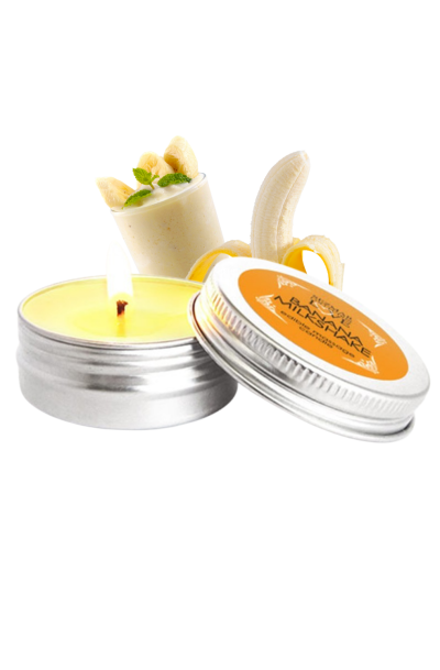 Mini Bougie de massage milshake banane 30ml 100% naturelle Contenance : 30 ML, Parfum : Milkshake Banane