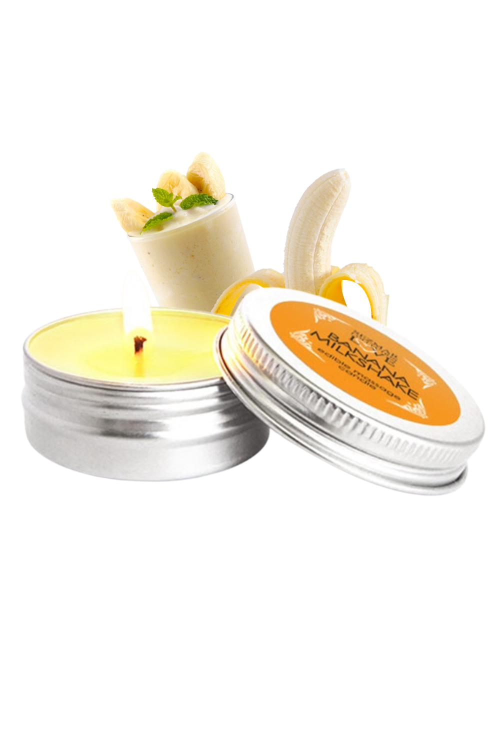 Mini Bougie de massage milshake banane 30ml 100% naturelle Contenance : 30 ML, Parfum : Milkshake Banane 1 Mini Bougie de massage milshake banane 30ml 100% naturelle Contenance : 30 ML, Parfum : Milkshake Banane