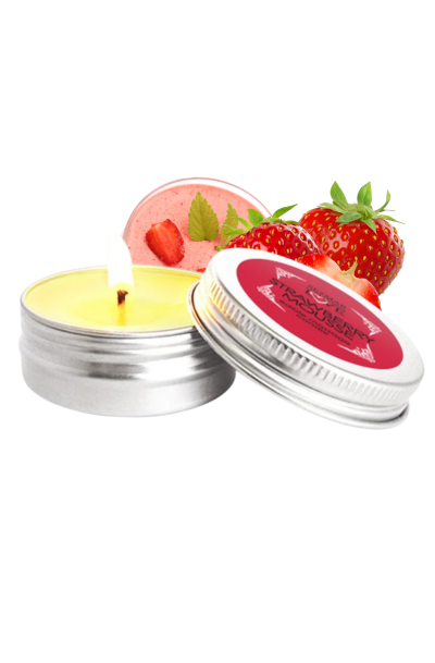 Mini Bougie de massage mousse de fraise 30ml 100% naturelle Taille : TU, Parfum : Fraise