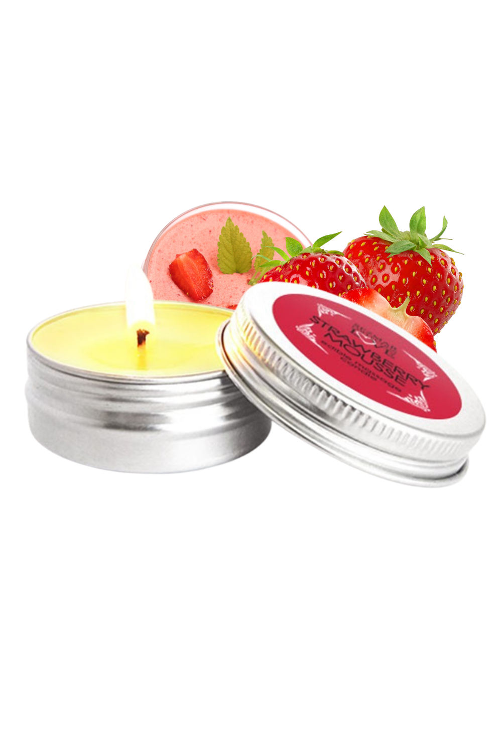 Mini Bougie de massage mousse de fraise 30ml 100% naturelle Taille : TU, Parfum : Fraise 1 Mini Bougie de massage mousse de fraise 30ml 100% naturelle Taille : TU, Parfum : Fraise