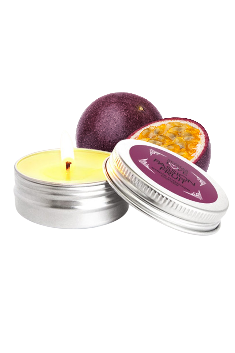 Mini Bougie de massage fruit de la passion 30ml 100% naturelle Contenance : 30 ML, Parfum : Fruit de la passion 1 Mini Bougie de massage fruit de la passion 30ml 100% naturelle Contenance : 30 ML, Parfum : Fruit de la passion