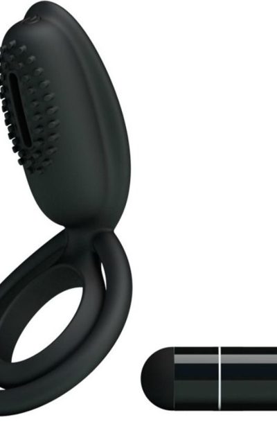 Cockring vibrant en silicone avec stimulateur clitoridien Esther Couleur : Noir