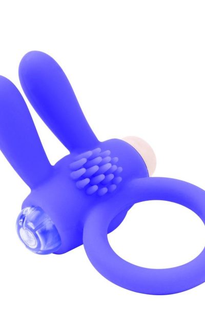 Anneau vibrant silicone bleu avec oreilles de lapin Couleur : Bleu