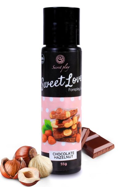 2 en 1 Gel de massage et lubrifiant chocolat noisette 100% comestible Contenance : 55grs, Parfum : Chocolat noisette