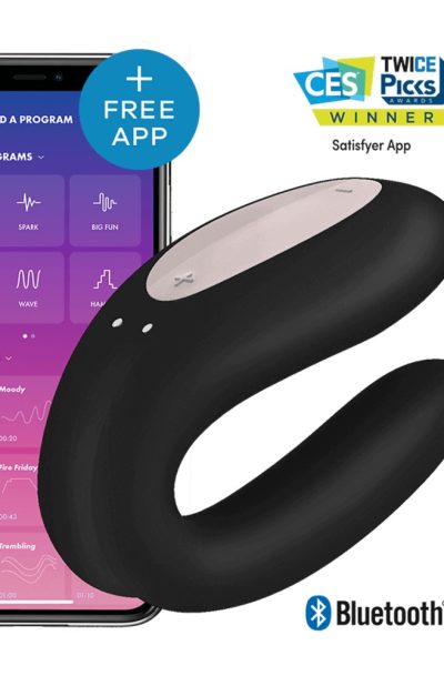 Stimulateur noir connecté Double Joy Satisfyer Couleur : Noir