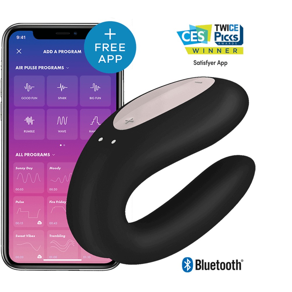Stimulateur noir connecté Double Joy Satisfyer Couleur : Noir 1 Stimulateur noir connecté Double Joy Satisfyer Couleur : Noir