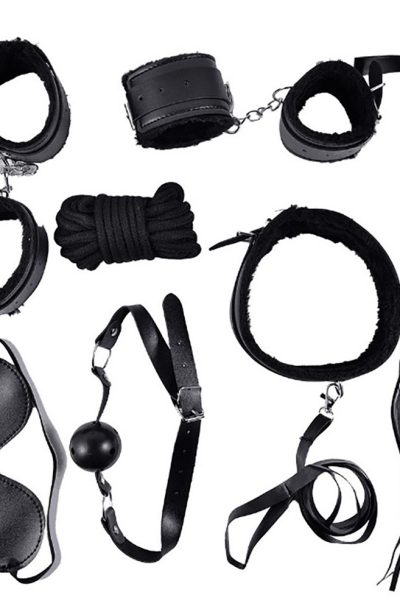 Ensemble Bondage noir - 10 pièces Couleur : Noir