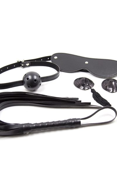 Ensemble Bondage noir - 4 pièces Couleur : Noir