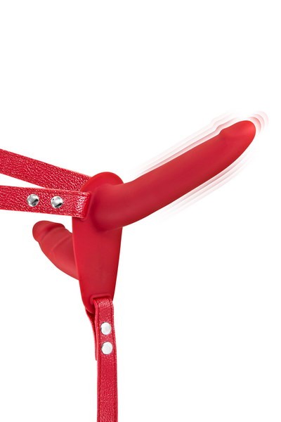 Double gode ceinture rouge vibrant Couleur : Rouge 1 Double gode ceinture rouge vibrant Couleur : Rouge