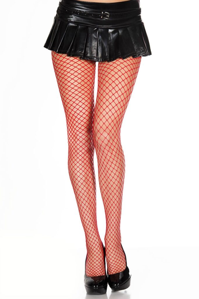 Accueil 14 Collant large filet rouge Taille : TU, Couleur : Rouge