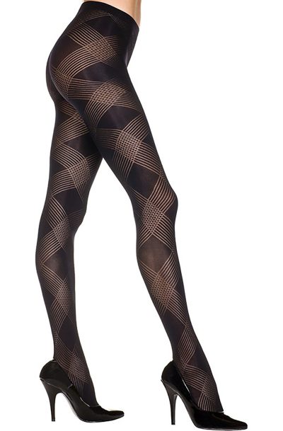 Collant noir transparent avec losanges Taille : TU - OS, Couleur : Noir