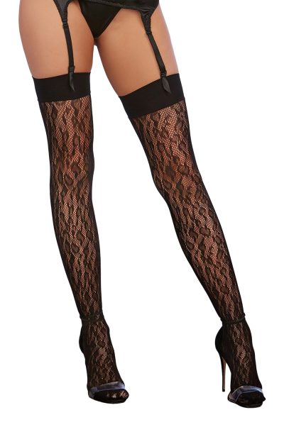 Accueil 19 Bas noir en résille avec motif léopard. Taille : TU - OS, Couleur : Noir