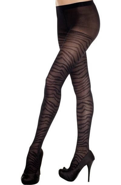 Collant fantaisie noir effet zébré Taille : TU, Couleur : Noir