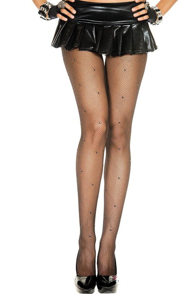 Accueil 10 Collant noir fine résille avec strass Taille : TU, Couleur : Noir