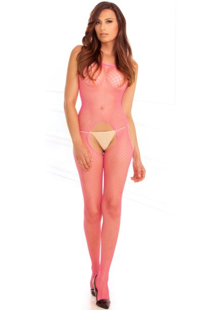Accueil 18 Bodystocking rose filet ouvert devant et derrière Taille : TU, Couleur : Rose