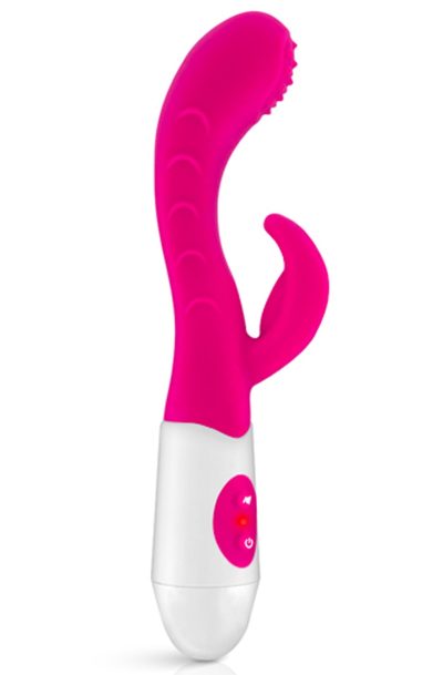 Vibromasseur rabbit stries et picots Taille : TU, Couleur : Rose