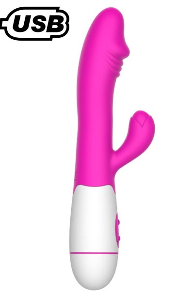 Vibromasseur rabbit USB rose avec gland 30 programmes Taille : TU, Couleur : Rose, Contenance : Par 1