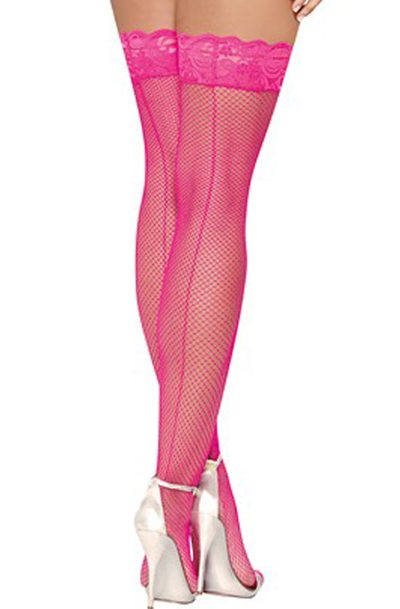 Accueil 15 Bas résille roses autofixants effet coutures et jarretières dentelle Taille : TU, Couleur : Rose