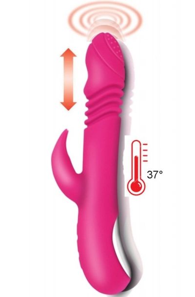 Vibromasseur rabbit va-et-vient chauffant 7 programmes USB Taille : TU, Couleur : Rose