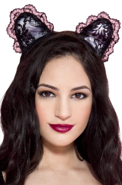 Accueil 14 Petite oreilles de chatte en dentelle Taille : TU, Couleur : Noir