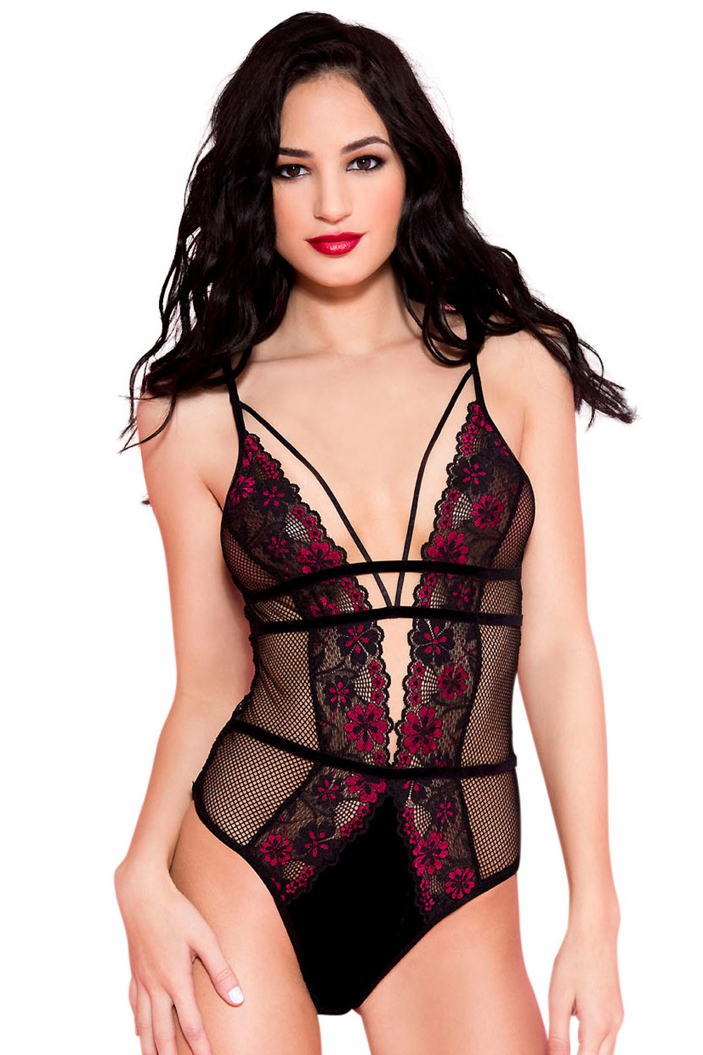 Body noir résille sexy bordures dentelle fleurie et ornements Taille : TU, Couleur : Noir 1 Body noir résille sexy bordures dentelle fleurie et ornements Taille : TU, Couleur : Noir