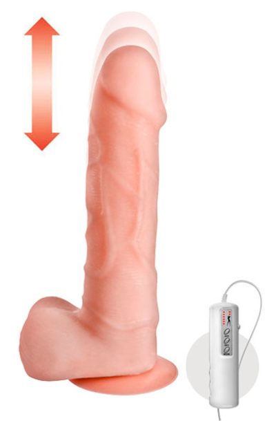 Accueil 12 Vibromasseur gode réaliste ventouse et testicules 21 cm va-et-vient avec télécommande Taille : TU, Couleur : Chair