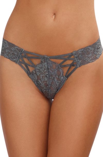 Accueil 13 Tanga gris dentelle sexy ajouré sur l'avant Taille : S, Couleur : Gris