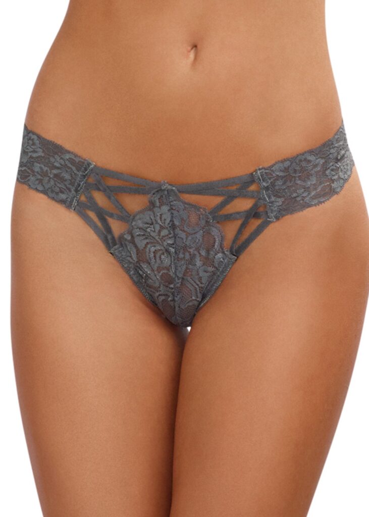 Accueil 12 Tanga gris dentelle sexy ajouré sur l'avant Taille : S, Couleur : Gris