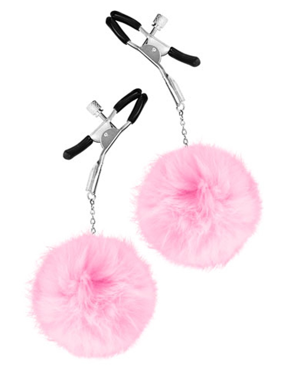 Pinces à seins pression réglable pompons roses Taille : TU, Couleur : Rose 1 Pinces à seins pression réglable pompons roses Taille : TU, Couleur : Rose