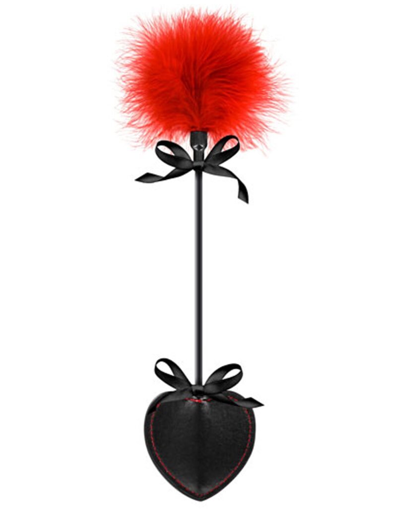 Accueil 14 Cravache coeur noire bdsm avec plumeau rouge Taille : TU, Couleur : Rouge