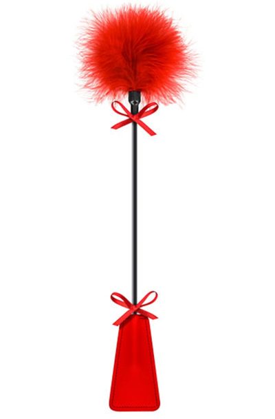 Accueil 17 Cravache rouge bdsm avec plumeau Taille : TU, Couleur : Rouge