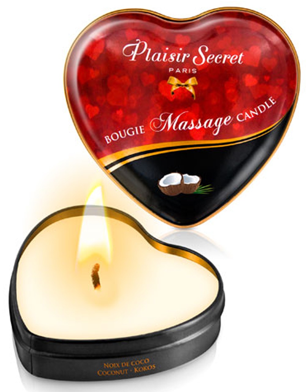 Mini bougie de massage noix de coco boîte coeur 35ml Taille : TU, Parfum : Noix de coco 1 Mini bougie de massage noix de coco boîte coeur 35ml Taille : TU, Parfum : Noix de coco