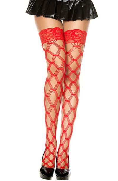 Accueil 19 Bas rouges filet losange Taille : TU, Couleur : Rouge