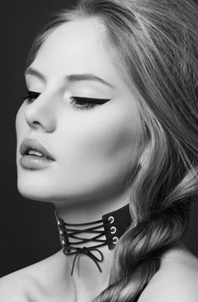 Accueil 15 Collier en cuir noir SM avec lacet Taille : TU, Couleur : Noir